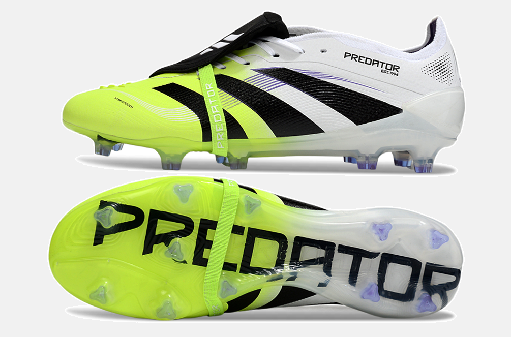 Chuteira Adidas Predator Elite Fold-Over Tongue FG - Branca, Preta e Verde - vista traseira