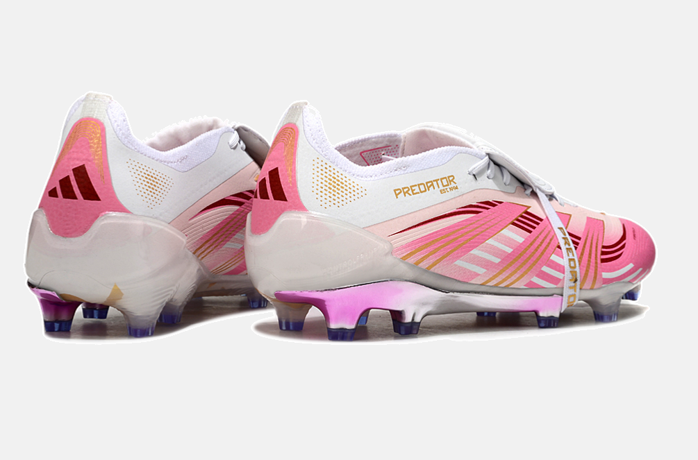 Chuteira Adidas Predator Elite Fold-Over Tongue FG - Branca, Rosa e Roxa - imagem 7