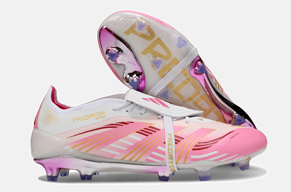 Chuteira Adidas Predator Elite Fold-Over Tongue FG - Branca, Rosa e Roxa - imagem 8
