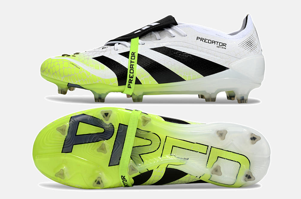 Chuteira Adidas Predator Elite Fold-Over Tongue FG - Branca, Verde e Preta - Radiant Blaze Pack - vista traseira