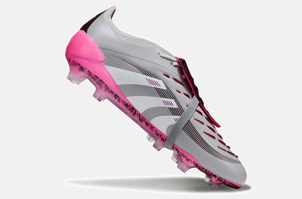 Chuteira Adidas Predator Elite Fold-Over Tongue FG - Cinza, Rosa e Branca - imagem 6