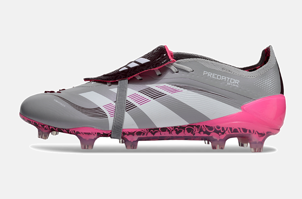 Chuteira Adidas Predator Elite Fold-Over Tongue FG - Cinza, Rosa e Branca - imagem 4