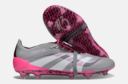 Chuteira Adidas Predator Elite Fold-Over Tongue FG - Cinza, Rosa e Branca - imagem 8