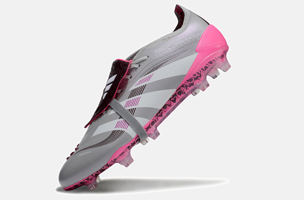 Chuteira Adidas Predator Elite Fold-Over Tongue FG - Cinza, Rosa e Branca - imagem 5