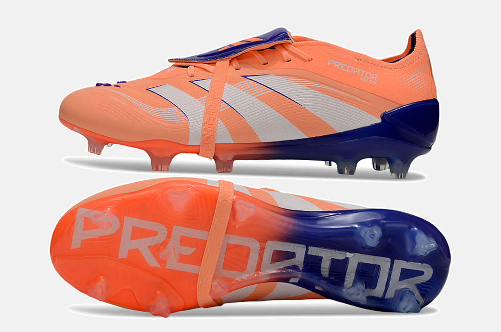 Chuteira Adidas Predator Elite Fold-Over Tongue FG - Laranja, Azul e Branca - vista traseira