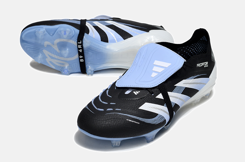 Chuteira Adidas Predator Elite Fold-Over Tongue FG - Preta, Azul e Branca - detalhe