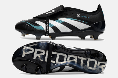 Chuteira Adidas Predator Elite Fold-Over Tongue FG - Preta, Branca e Azul - vista traseira