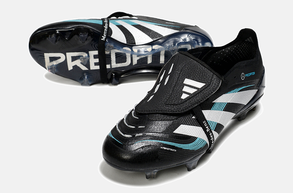 Chuteira Adidas Predator Elite Fold-Over Tongue FG - Preta, Branca e Azul - detalhe