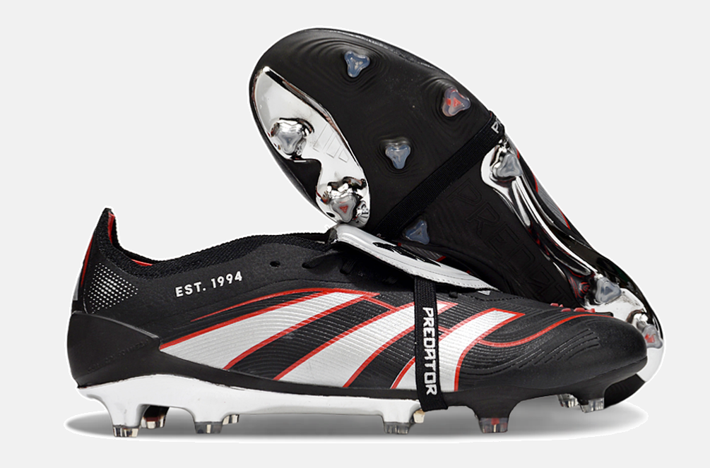 Chuteira Adidas Predator Elite Fold-Over Tongue FG - Preta, Prata e Vermelha - imagem 8