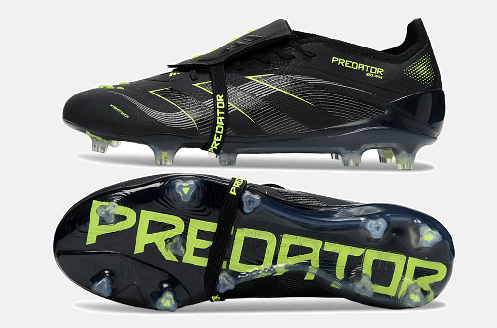 Chuteira Adidas Predator Elite Fold-Over Tongue FG - Preta, Cinza e Verde - Eletric Stealth Pack - Tevo Sports SPORT*