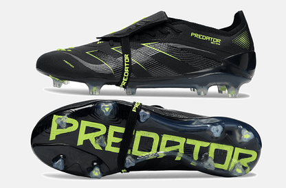 Chuteira Adidas Predator Elite Fold-Over Tongue FG - Preta, Cinza e Verde - Eletric Stealth Pack - Tevo Sports SPORT*