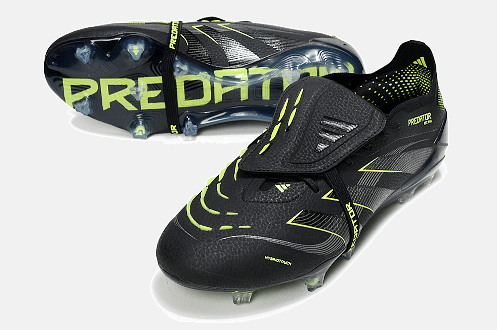 Chuteira Adidas Predator Elite Fold-Over Tongue FG - Preta, Cinza e Verde - Eletric Stealth Pack - Tevo Sports SPORT*