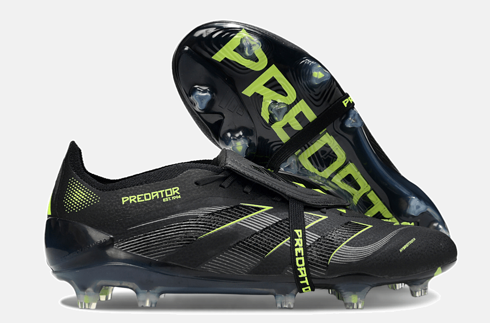 Chuteira Adidas Predator Elite Fold-Over Tongue FG - Preta, Cinza e Verde - Eletric Stealth Pack - Tevo Sports SPORT*