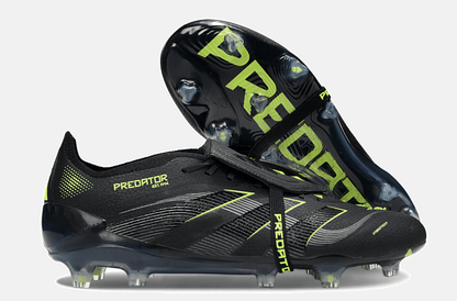 Chuteira Adidas Predator Elite Fold-Over Tongue FG - Preta, Cinza e Verde - Eletric Stealth Pack - Tevo Sports SPORT*