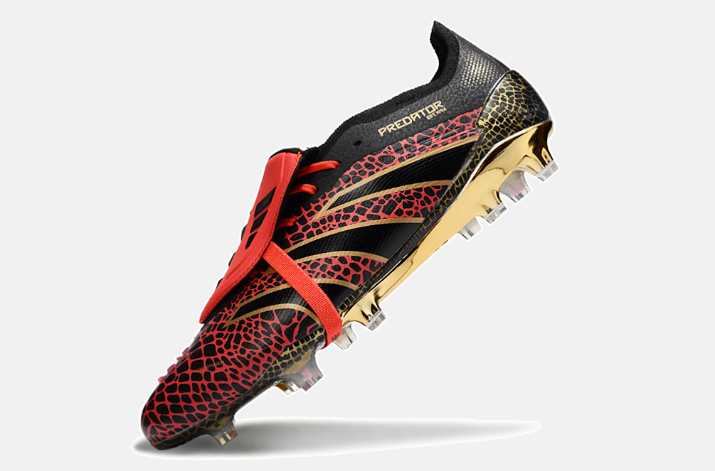 Chuteira Adidas Predator Elite Fold-Over Tongue FG - Preta, Dourada e Vermelha - imagem 5