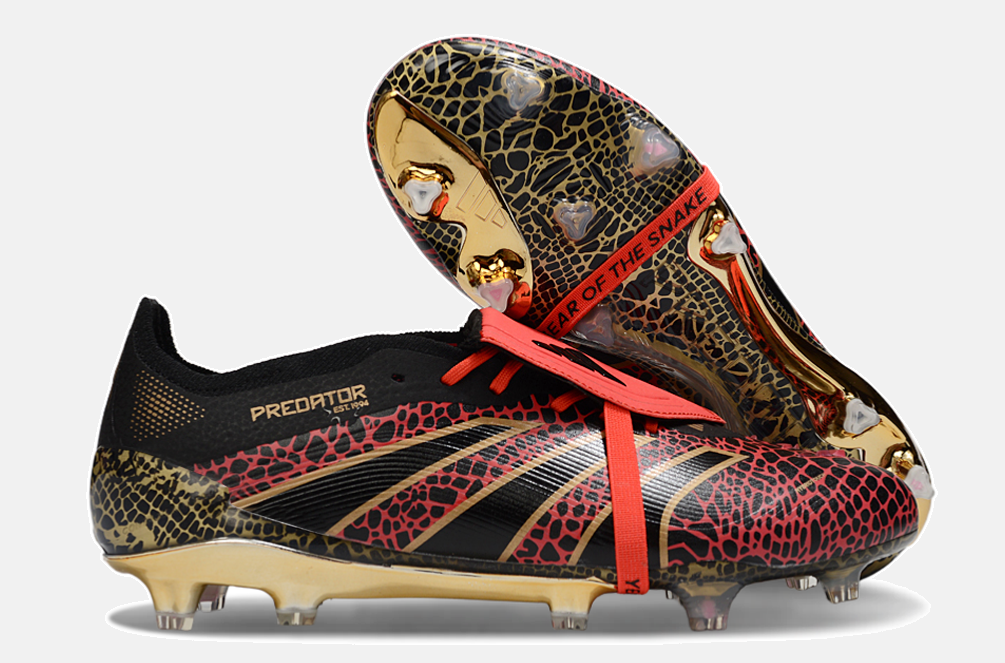 Chuteira Adidas Predator Elite Fold-Over Tongue FG - Preta, Dourada e Vermelha - imagem 8