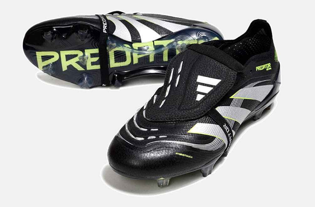 Chuteira Adidas Predator Elite Fold-Over Tongue FG - Preta, Verde e Branca - detalhe
