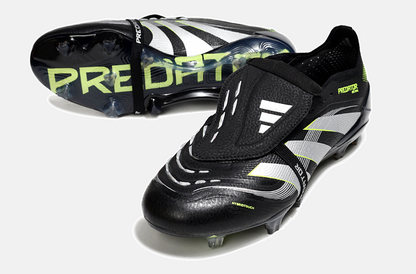 Chuteira Adidas Predator Elite Fold-Over Tongue FG - Preta, Verde e Branca - detalhe