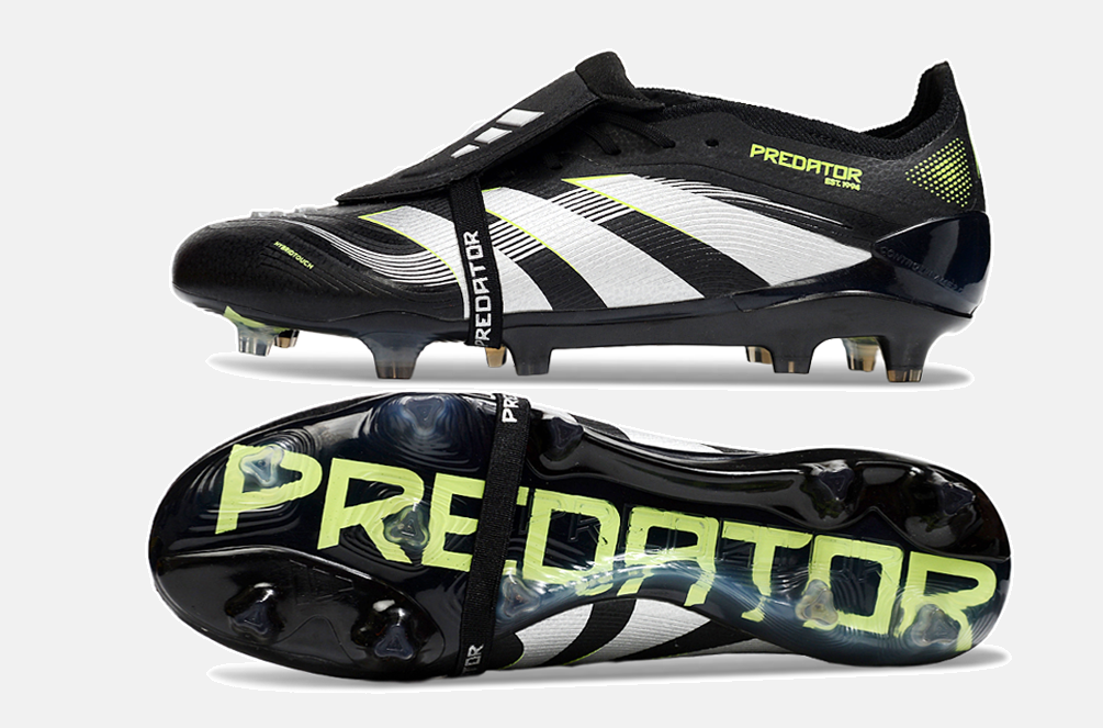 Chuteira Adidas Predator Elite Fold-Over Tongue FG - Preta, Verde e Branca - vista traseira