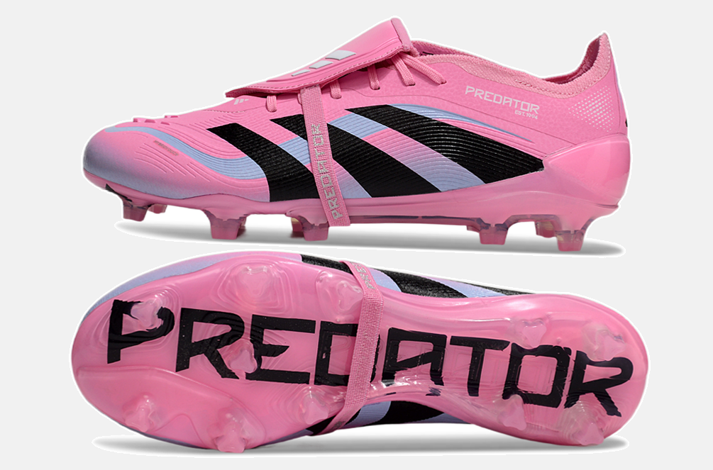 Chuteira Adidas Predator Elite Fold-Over Tongue FG - Rosa, Azul e Preta - vista traseira