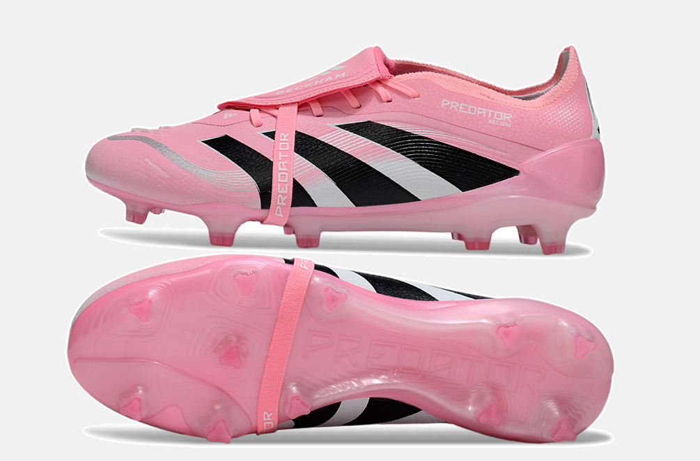 Chuteira Adidas Predator Elite Fold-Over Tongue David Beckham FG - Rosa, Branca e Preta - vista traseira