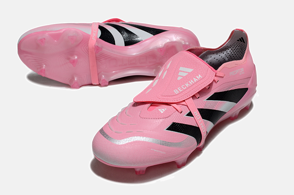Chuteira Adidas Predator Elite Fold-Over Tongue David Beckham FG - Rosa, Branca e Preta - detalhe