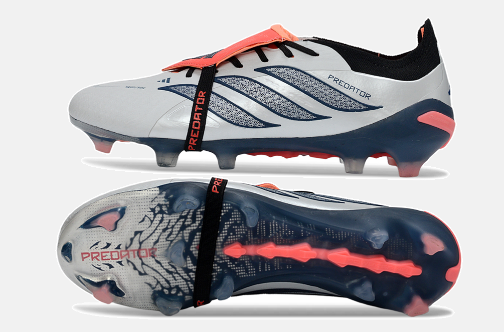 Chuteira Adidas Predator Elite FT 26 FG - Prateada, Azul e Vermelha - vista traseira