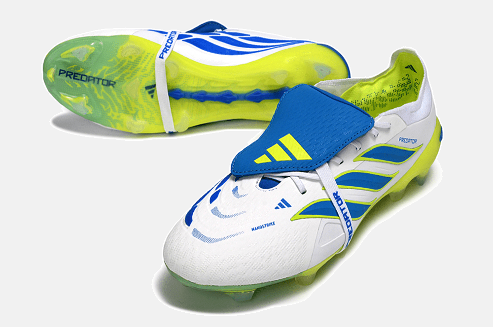 Chuteira Adidas Predator Elite FT 26 FG - Branca, Azul e Amarela - Tevo Sports SPORT*