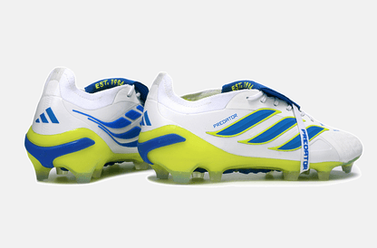 Chuteira Adidas Predator Elite FT 26 FG - Branca, Azul e Amarela - Tevo Sports SPORT*