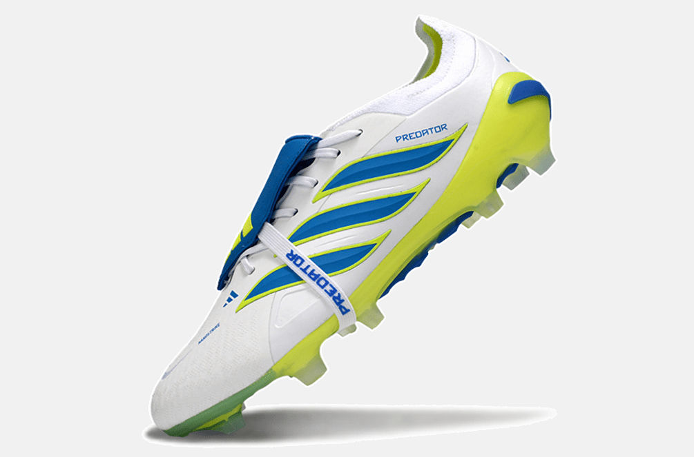 Chuteira Adidas Predator Elite FT 26 FG - Branca, Azul e Amarela - Tevo Sports SPORT*