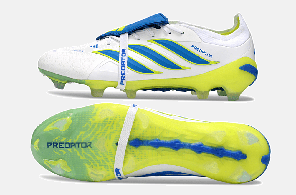Chuteira Adidas Predator Elite FT 26 FG - Branca, Azul e Amarela - Tevo Sports SPORT*