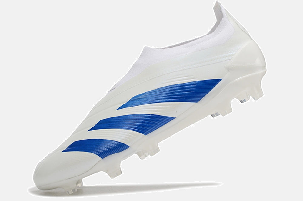 Chuteira Adidas Predator Elite Laceless FG - Branca e Azul - vista traseira