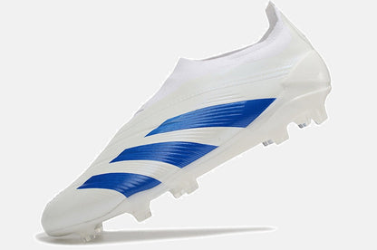 Chuteira Adidas Predator Elite Laceless FG - Branca e Azul - vista traseira