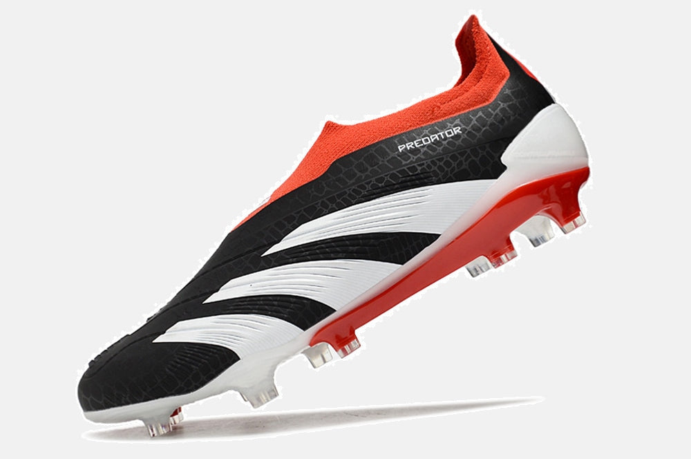 Chuteira Adidas Predator Elite Laceless FG - Preta, Branca e Vermelha - vista traseira