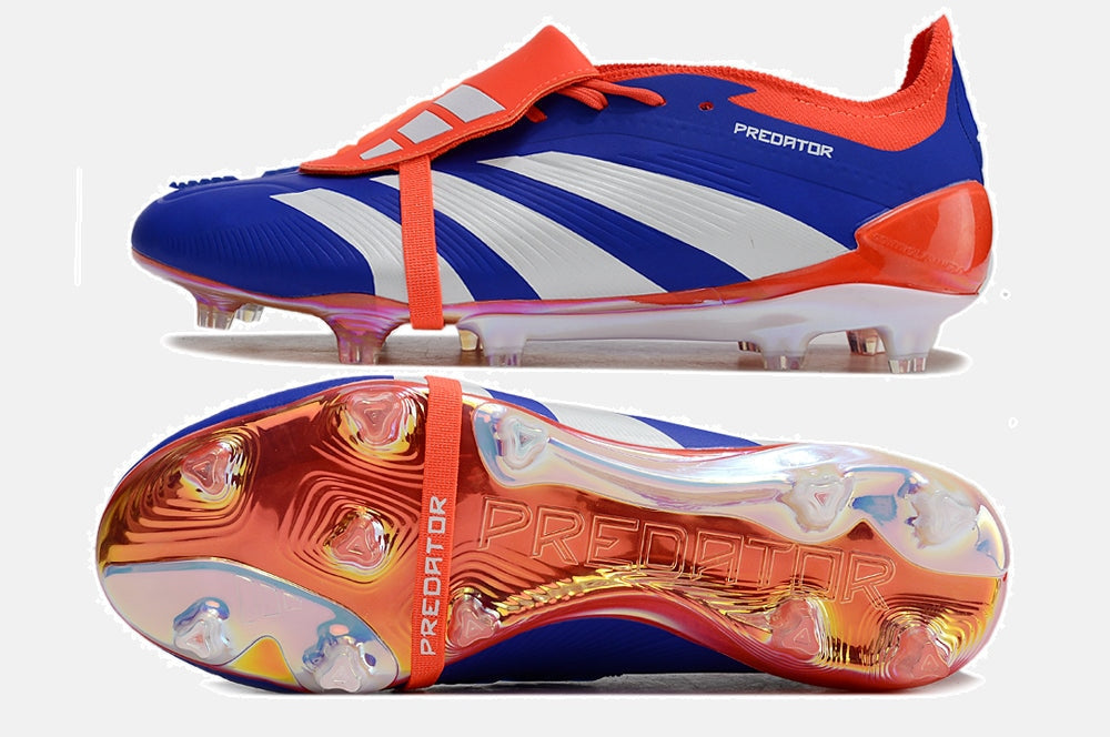 Chuteira Adidas Predator Elite Tongue FG - Azul, Branca e Laranja - imagem 7