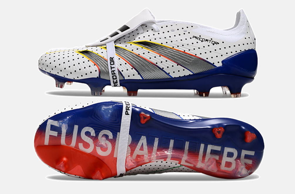 Chuteira Adidas Predator Elite Tongue FG - Branca, Azul e Cinza - imagem 7
