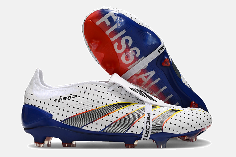 Chuteira Adidas Predator Elite Tongue FG - Branca, Azul e Cinza - imagem 8