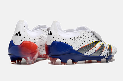 Chuteira Adidas Predator Elite Tongue FG - Branca, Azul e Cinza - detalhe