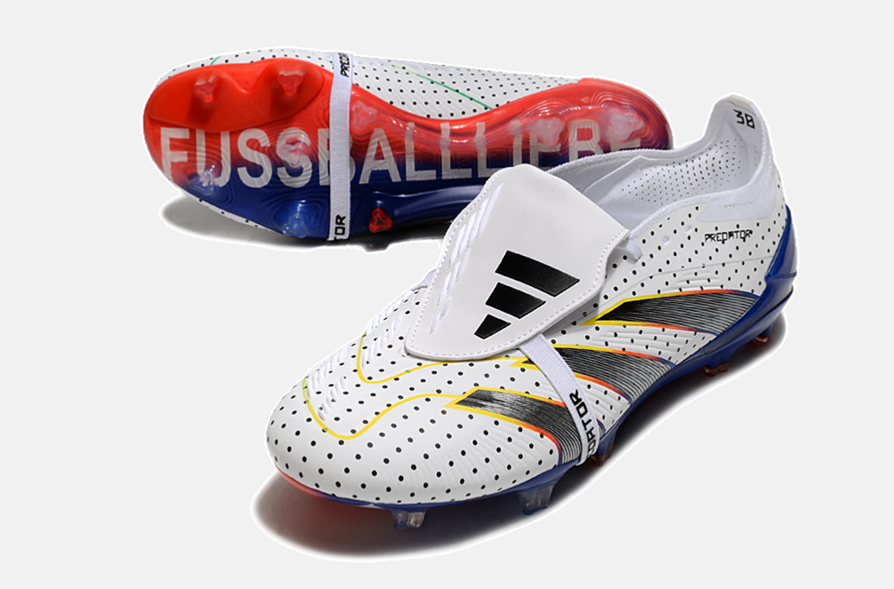 Chuteira Adidas Predator Elite Tongue FG - Branca, Azul e Cinza - imagem 6