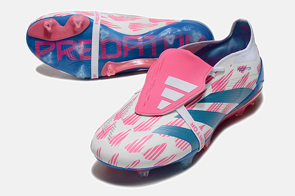 Chuteira Adidas Predator Elite Tongue FG - Branca, Azul e Rosa - imagem 6