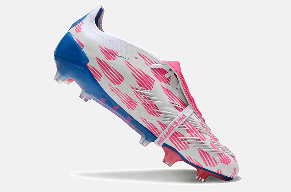 Chuteira Adidas Predator Elite Tongue FG - Branca, Azul e Rosa - imagem 4