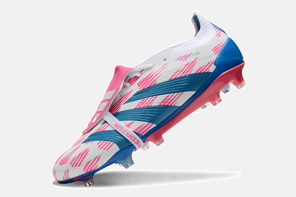 Chuteira Adidas Predator Elite Tongue FG - Branca, Azul e Rosa - imagem 5