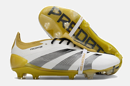 Chuteira Adidas Predator Elite Tongue FG - Branca, Dourada e Preta - imagem 8