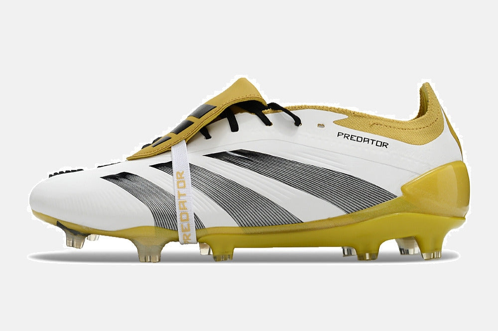 Chuteira Adidas Predator Elite Tongue FG - Branca, Dourada e Preta - imagem 7