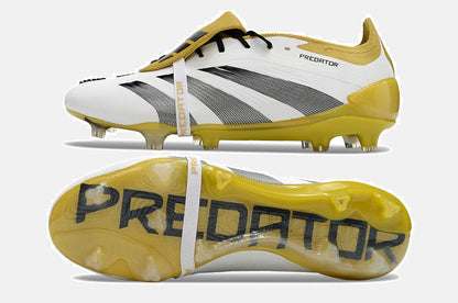 Chuteira Adidas Predator Elite Tongue FG - Branca, Dourada e Preta - vista traseira