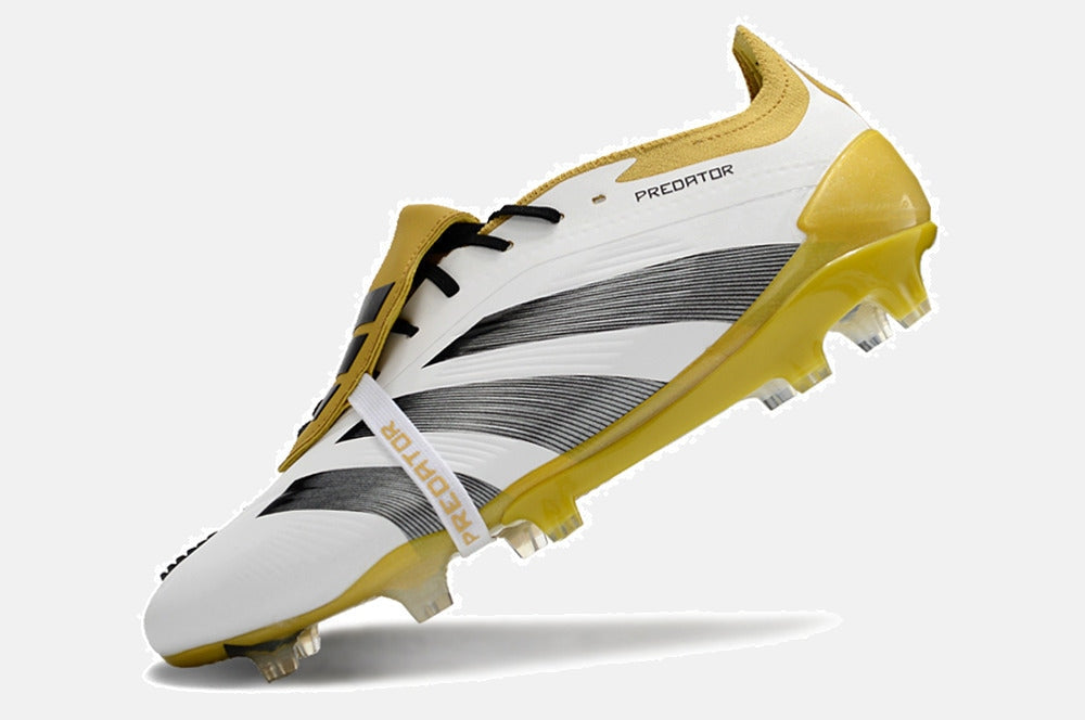 Chuteira Adidas Predator Elite Tongue FG - Branca, Dourada e Preta - imagem 4