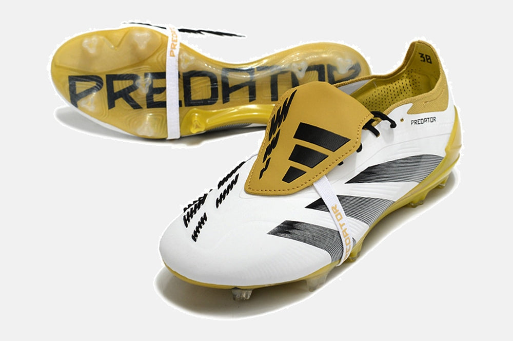 Chuteira Adidas Predator Elite Tongue FG - Branca, Dourada e Preta - imagem 6