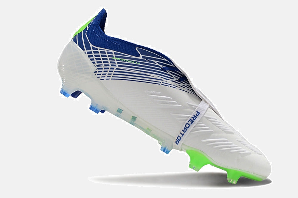 Chuteira Adidas Predator Elite Tongue FG - Branca e Azul - detalhe