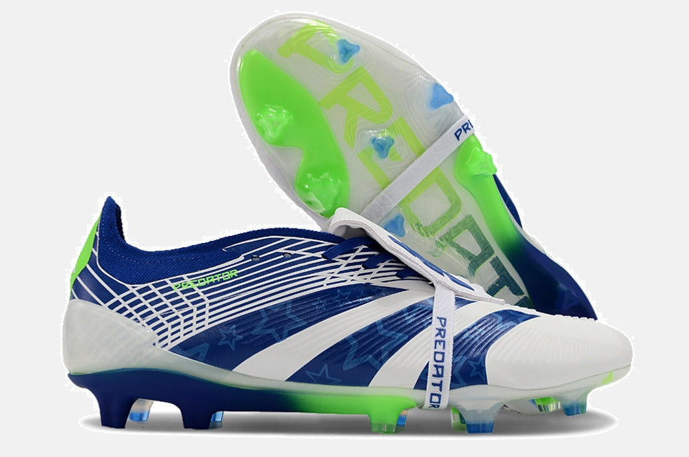 Chuteira Adidas Predator Elite Tongue FG - Branca e Azul - imagem 8