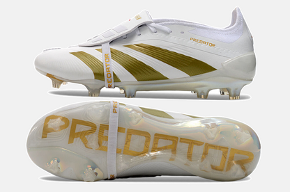 Chuteira Adidas Predator Elite Tongue FG - Branca e Dourada - vista traseira